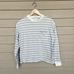 Madewell Blue and White Striped Long-sleeve Shirt